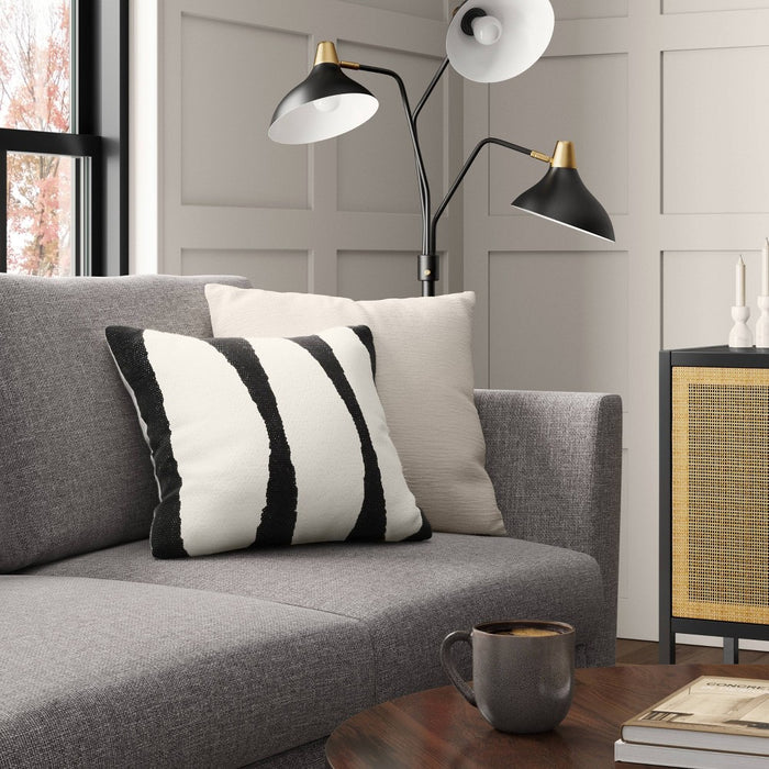 Cotton Woven Modern Square Throw Pillow Black - Threshold: Geometric Design, Indoor Decorative Accent, Knife Edge, Polyester Fill