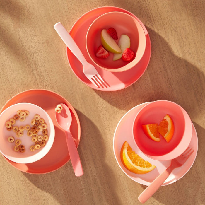 Kids' 24pc Plastic Dinnerware Serving Set Warm Colors - Pillowfort