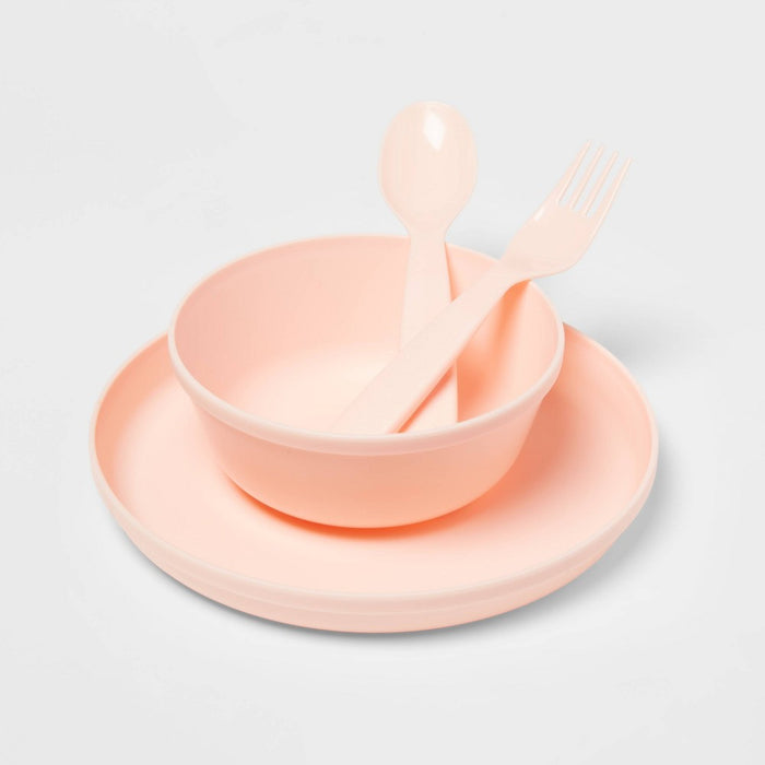 Kids' 24pc Plastic Dinnerware Serving Set Warm Colors - Pillowfort