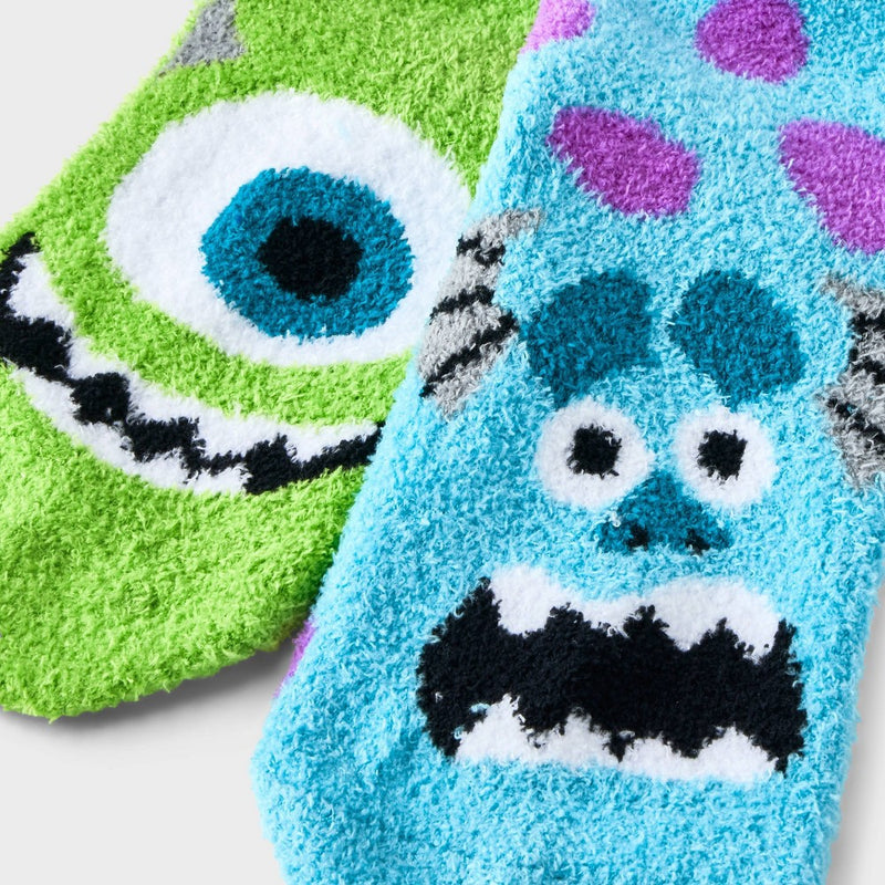 Women's 2pk Monsters, Inc. Cozy Ankle Socks - Green/Blue 4-10