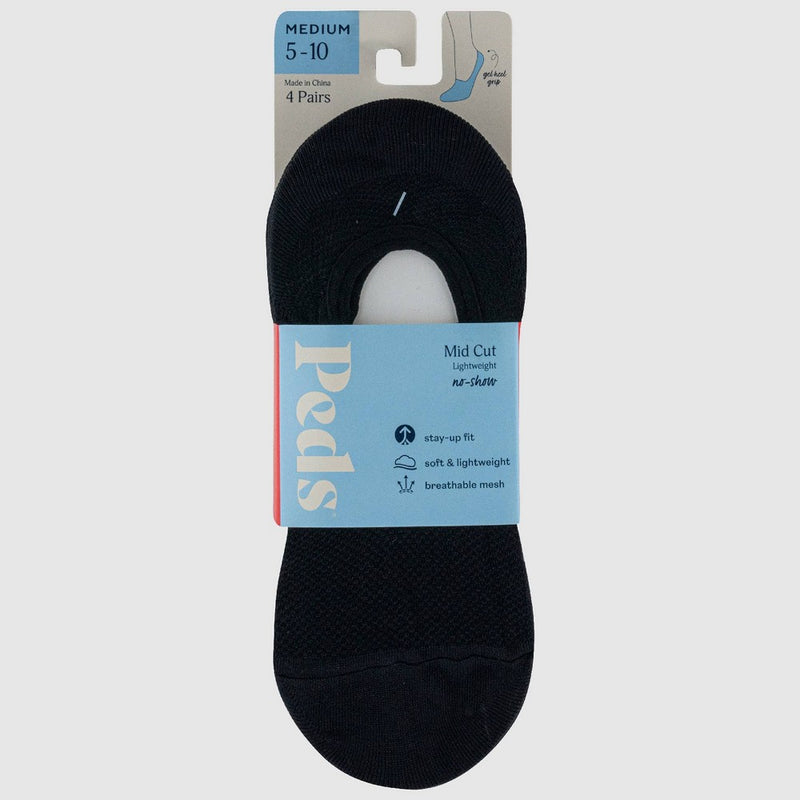 Peds Women's Mesh 4pk Ultra Low Liner Casual Socks - Black 5-10