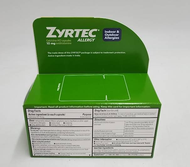 Zyrtec 24 Hour Allergy Relief Capsules - Cetirizine HCl - 25ct EXP 08/26