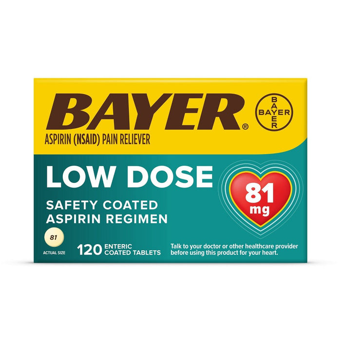 Bayer Low Dose Aspirin 81mg Regimen Pain Reliever Coated Tablets (NSAID) - 120ct