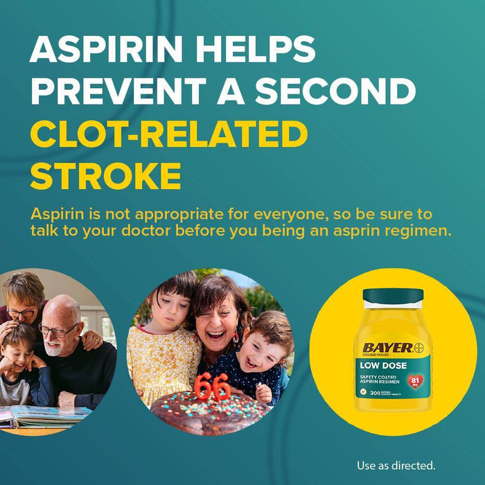 Bayer Low Dose Aspirin 81mg Regimen Pain Reliever Coated Tablets (NSAID) - 120ct