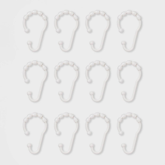 Plastic V Glide Hooks White - Room Essentials: ABS Material, 12-Pack, Glossy Finish, Shower Liner Rings
