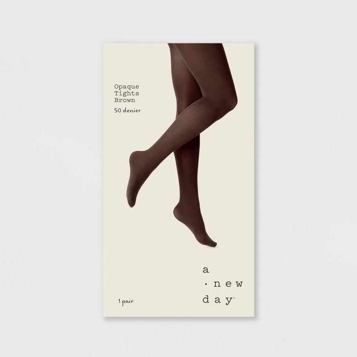 Women's 50D Opaque Tights - A New Day Brown S/M