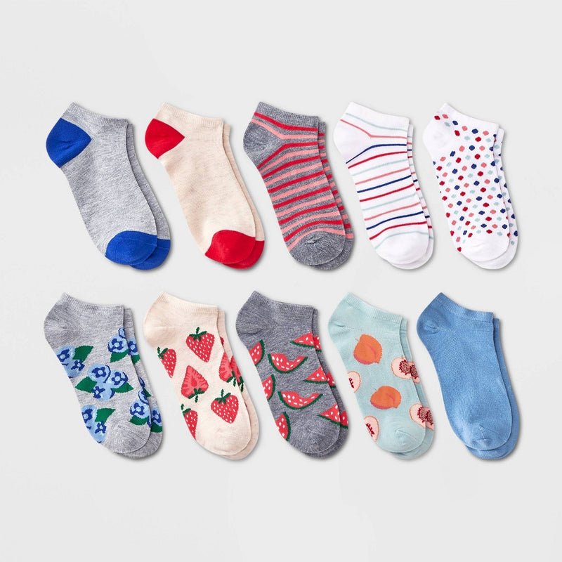 Women's Fruit 10pk Low Cut Socks - Assorted Color 4-10
