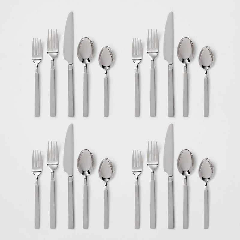 20pc Newfane Flatware Set Silver - Threshold