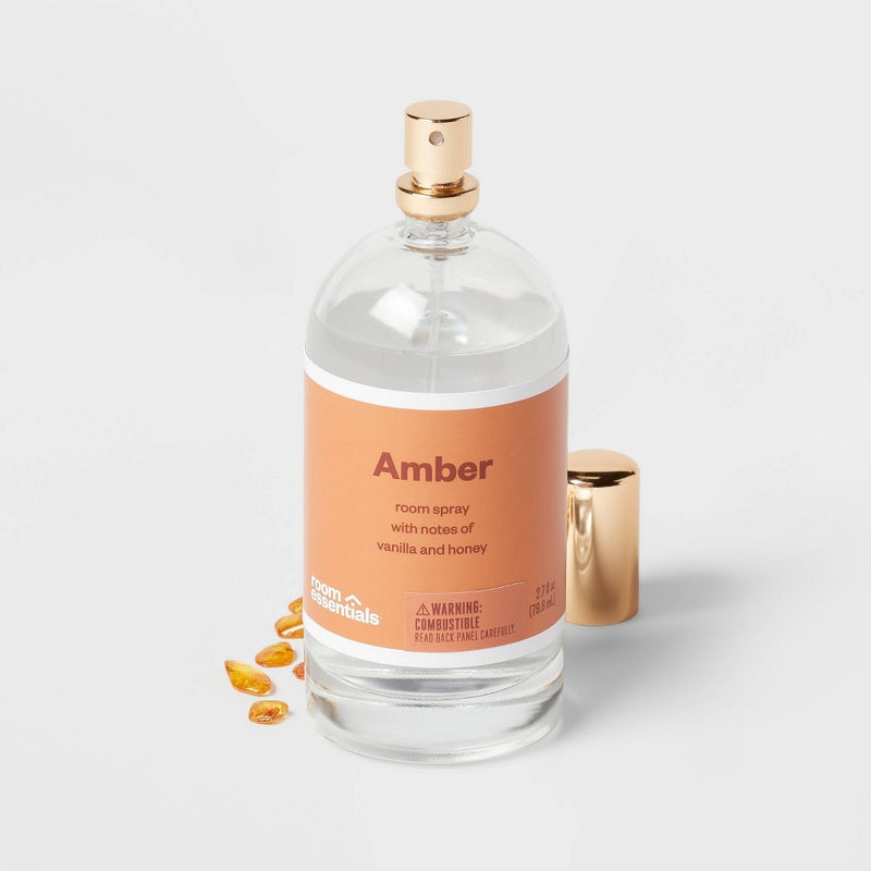 2.7 fl oz Clear Glass Room Spray Amber - Room Essentials: Honey & Vanilla