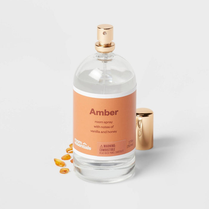 2.7 fl oz Clear Glass Room Spray Amber - Room Essentials: Honey & Vanilla