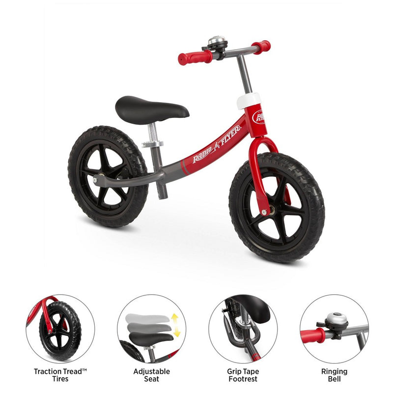 Radio Flyer Glide and Go Pro 12" Kids' Balance Bike - Black/Red (LOCAL PICKUP ONLY)