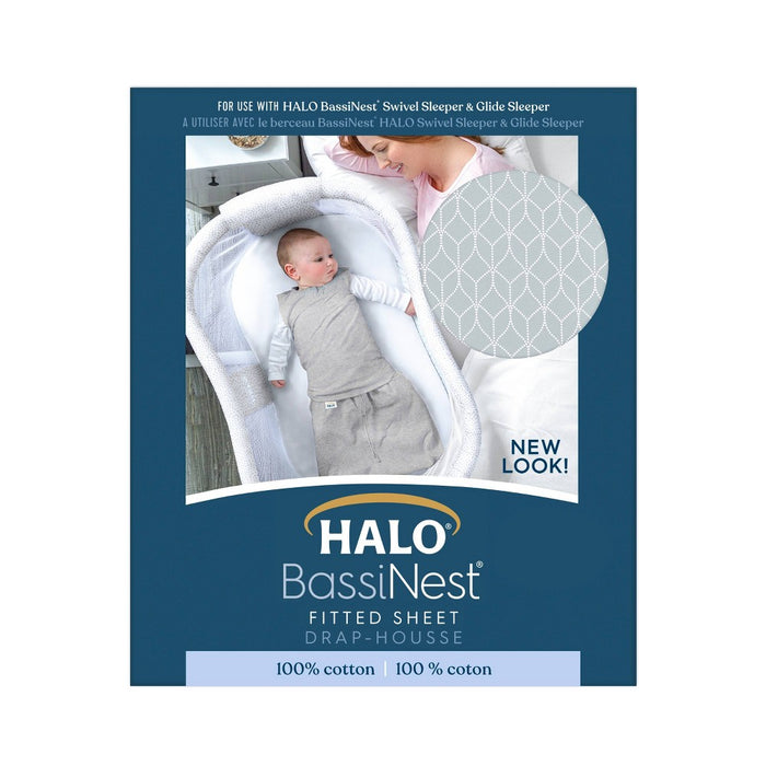 HALO Innovations Bassinest 100% Cotton Fitted Sheet - Morning Mist
