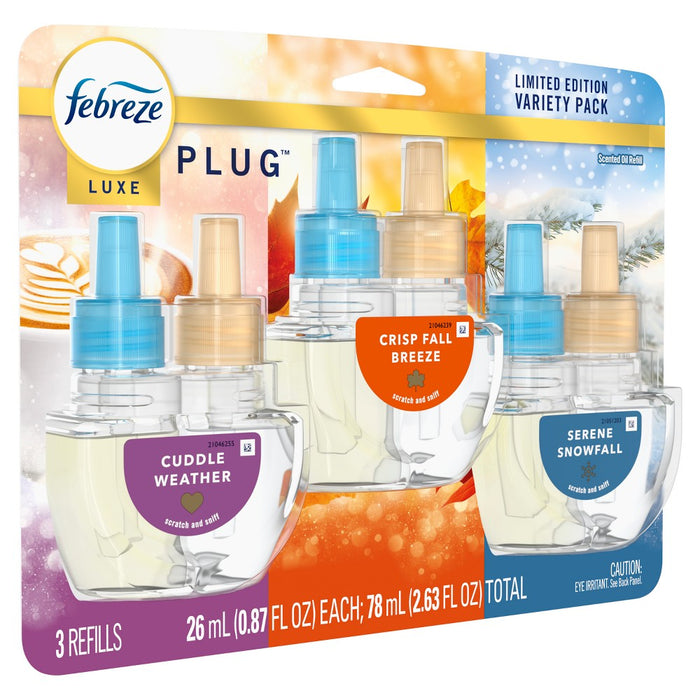 Febreze Luxe Plug Air Freshener Refills - Mixed Premium Holiday - 2.63 fl oz/3ct
