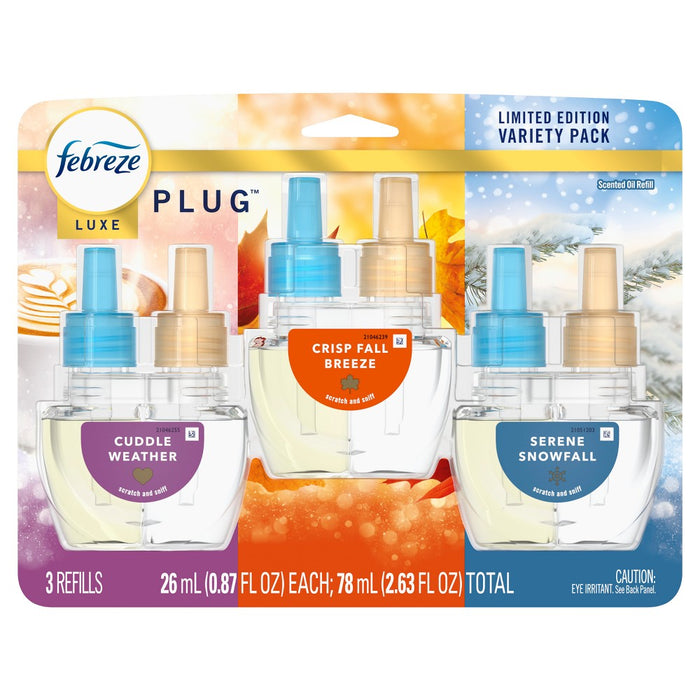 Febreze Luxe Plug Air Freshener Refills - Mixed Premium Holiday - 2.63 fl oz/3ct