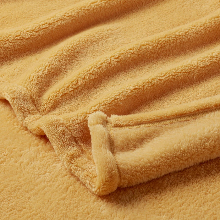 Reversible Faux Shearling Throw Blanket Yellow - Room Essentials