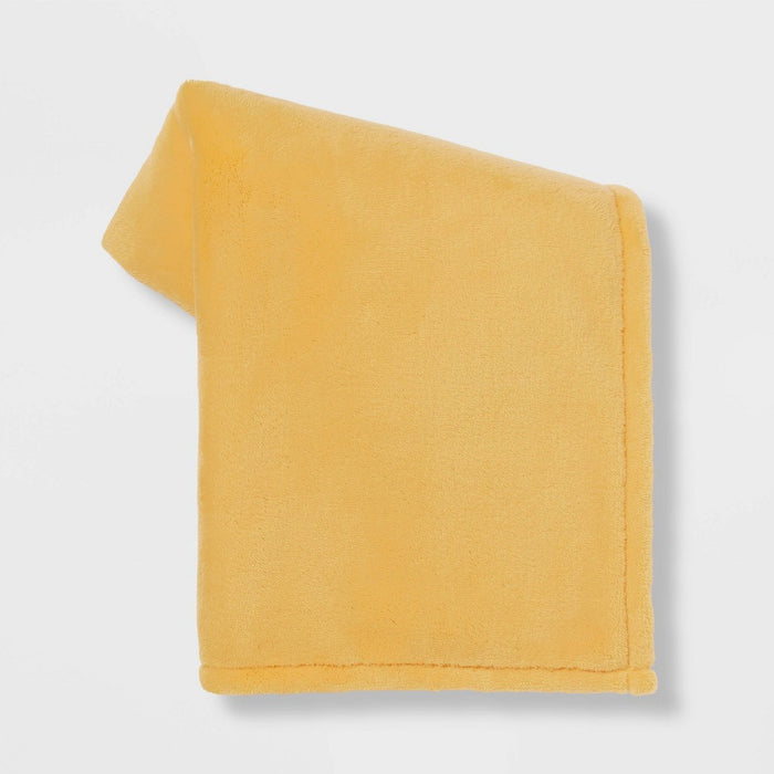 Reversible Faux Shearling Throw Blanket Yellow - Room Essentials