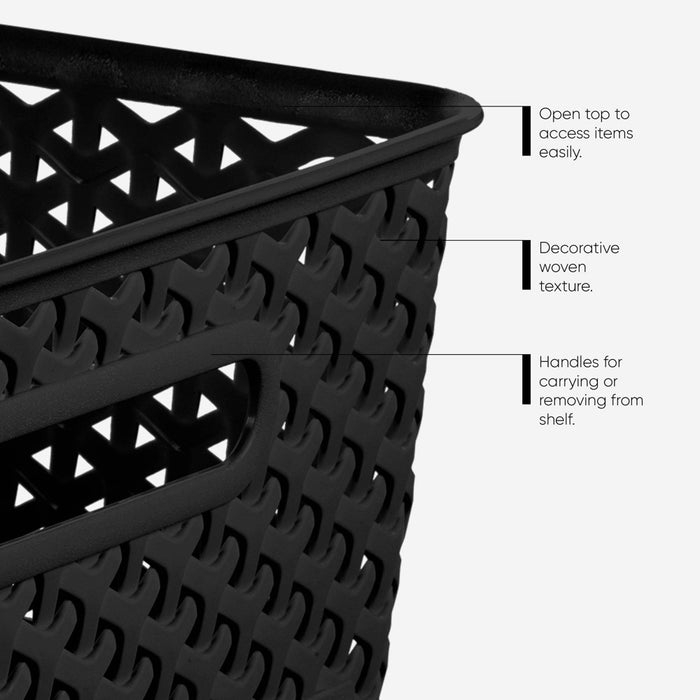 Y-Weave Medium Decorative Storage Basket Black - Brightroom