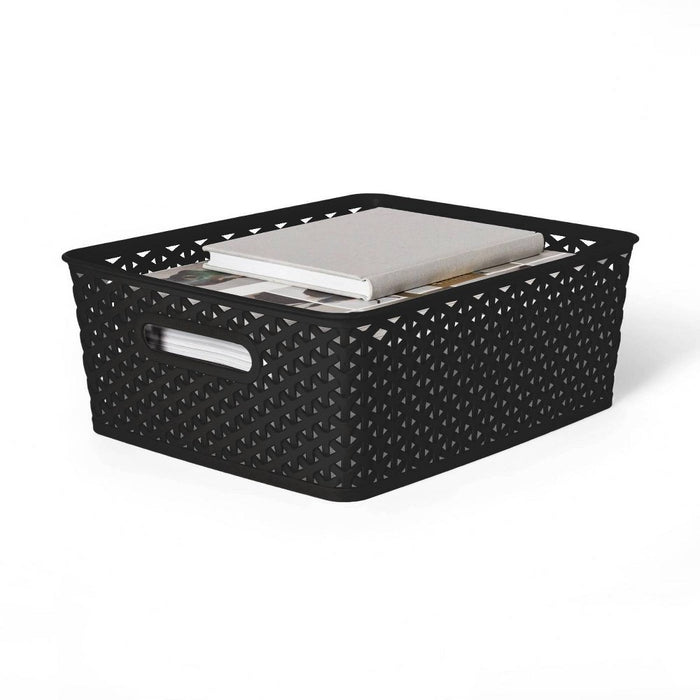 Y-Weave Medium Decorative Storage Basket Black - Brightroom