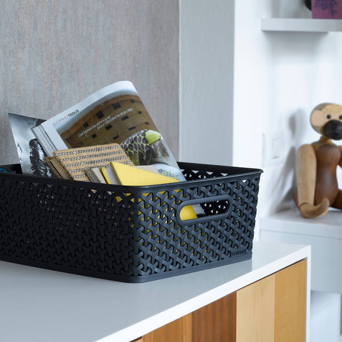 Y-Weave Medium Decorative Storage Basket Black - Brightroom