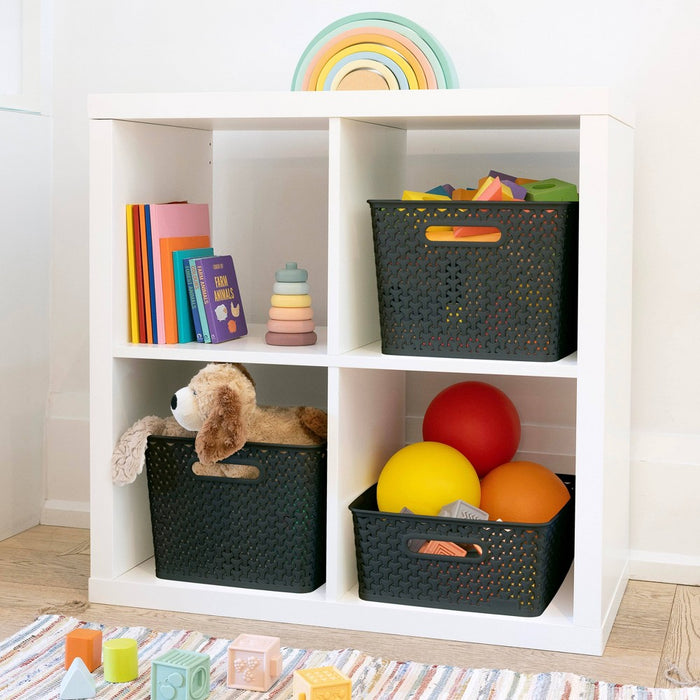 Y-Weave Medium Decorative Storage Basket Black - Brightroom