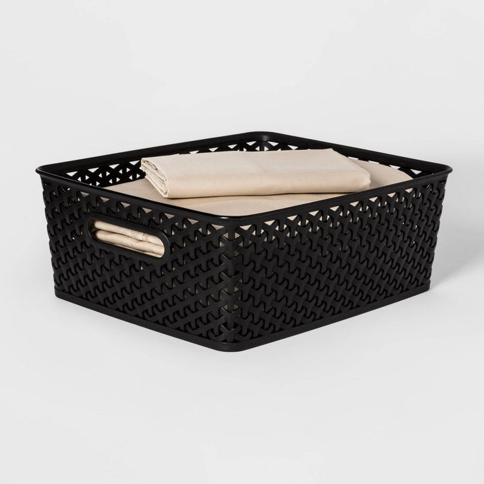 Y-Weave Medium Decorative Storage Basket Black - Brightroom