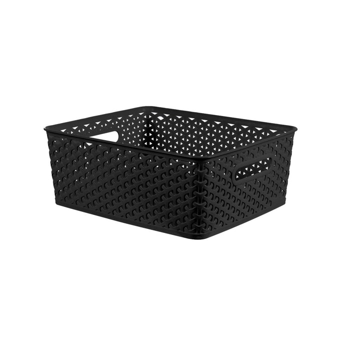 Y-Weave Medium Decorative Storage Basket Black - Brightroom