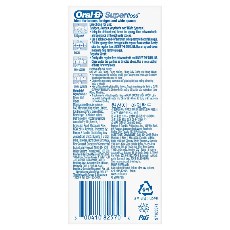 Oral-B Mint Super Floss Pre-Cut Strands - 50ct