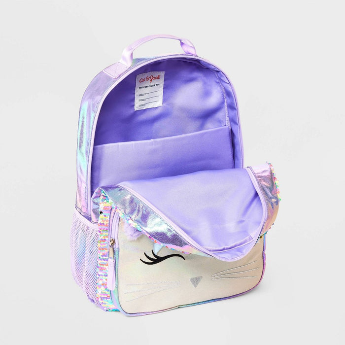 Kids' 16 Flip Sequin Cat Backpack - Cat & Jack Purple"