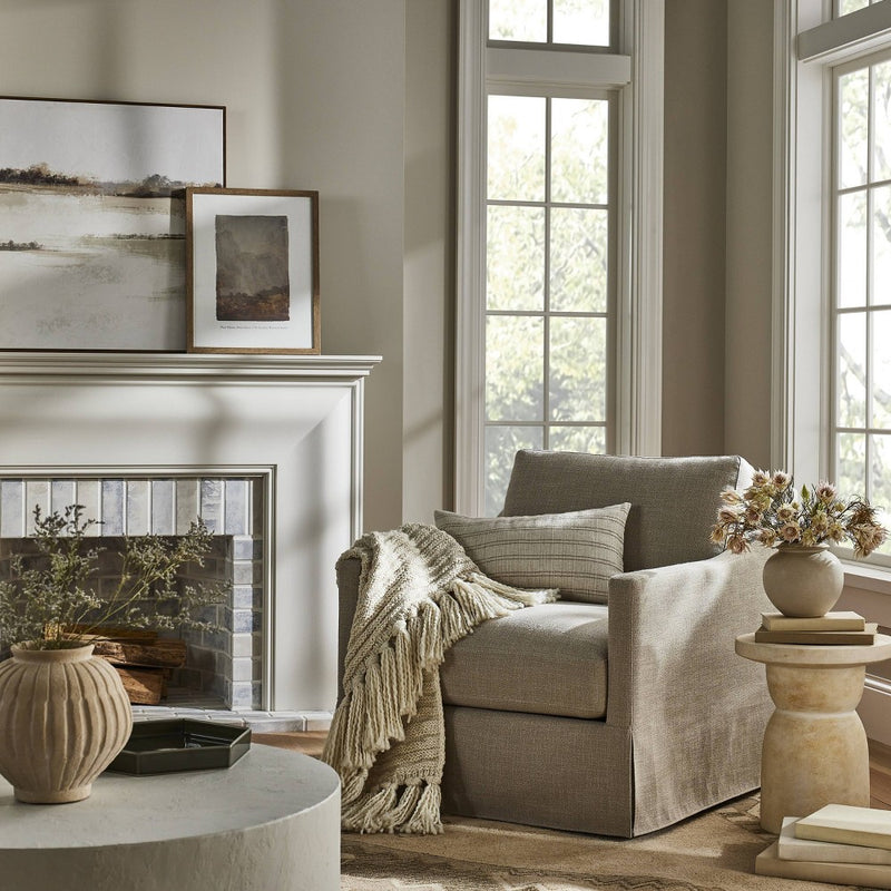 Vivian Park Upholstered Swivel Chair Mushroom Linen - Threshold designed with Studio McGee: Comfortable Accent Furniture (LOCAL PICKUP ONLY)