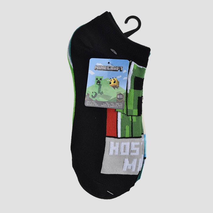 Boys' Minecraft 6pk No Show Socks - Green XS/S