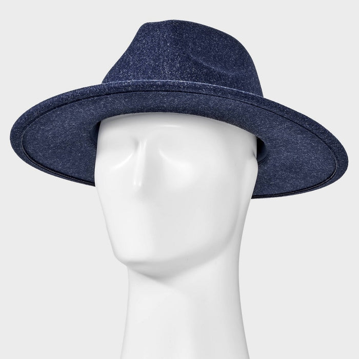 Men's Recycled Polyester Wool Panama Hat - Goodfellow & Co Heathered Blue L/XL