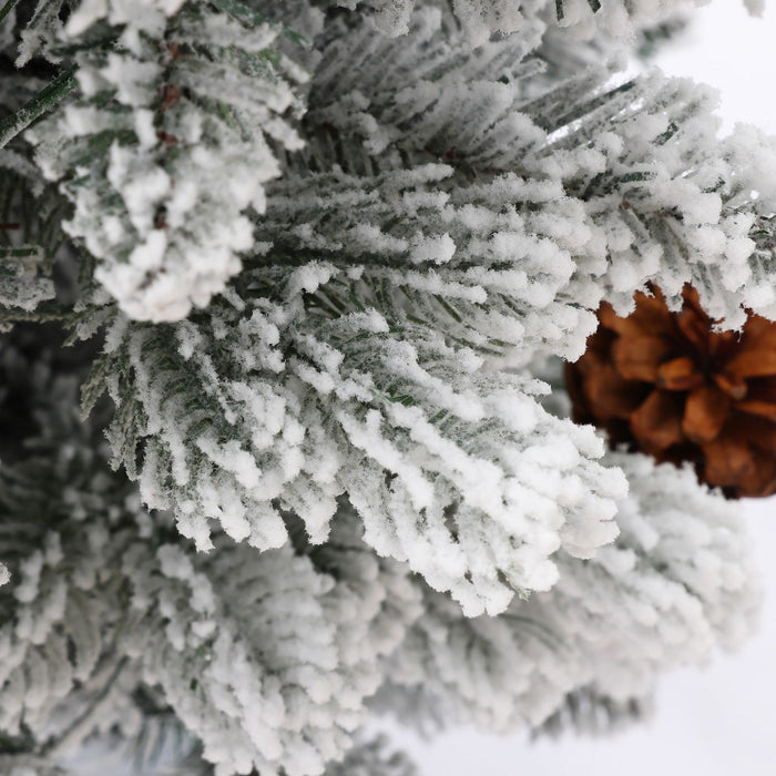 LuxenHome 3' Pre-Lit Artificial Flocked Pine Christmas Tree with Pine Cones, Berries, and Metal Pot Off-White (LOCAL PICKUP ONLY)