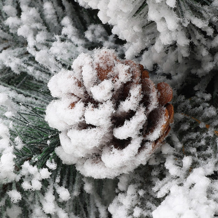 LuxenHome 3' Pre-Lit Artificial Flocked Pine Christmas Tree with Pine Cones, Berries, and Metal Pot Off-White (LOCAL PICKUP ONLY)
