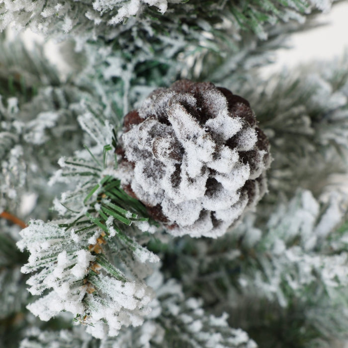 LuxenHome 3' Pre-Lit Artificial Flocked Pine Christmas Tree with Pine Cones, Berries, and Metal Pot Off-White (LOCAL PICKUP ONLY)