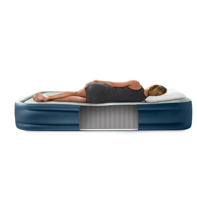 Intex Elevated 18" Pillow Rest Queen Air Mattress with Internal Pump - Off-White/Blue (LOCAL PICKUP ONLY)
