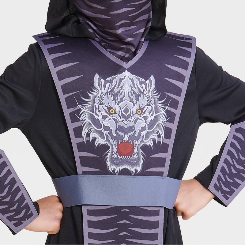 Kids' White Tiger Warrior Halloween Costume with Face Mask and Vest - Hyde & EEK! Boutique: Ninja Outfit, Hooded Jumpsuit