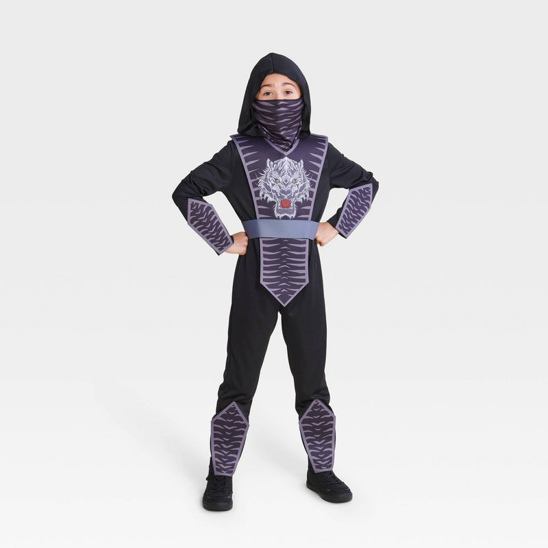 Kids' White Tiger Warrior Halloween Costume with Face Mask and Vest - Hyde & EEK! Boutique: Ninja Outfit, Hooded Jumpsuit