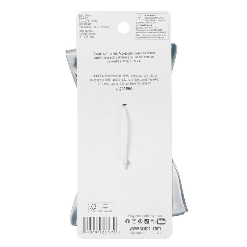 scunci Elite Bow Cover Claw Clip - Light Blue