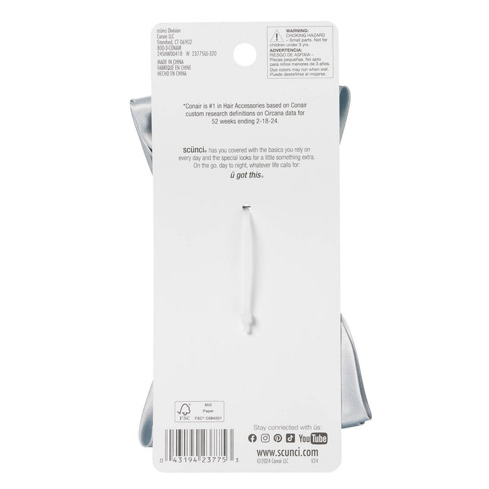 scunci Elite Bow Cover Claw Clip - Light Blue