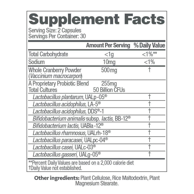 UP4 Women's Probiotic with Organic Vegan Cranberry Capsules - 60ct