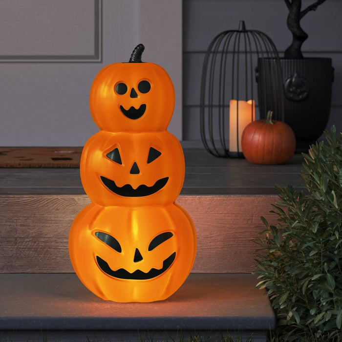 18" Stacked Pumpkins Blowmold Halloween Decorative Prop: Hyde & EEK! Boutique, Sheltered Outdoor Use, Includes AA Batteries