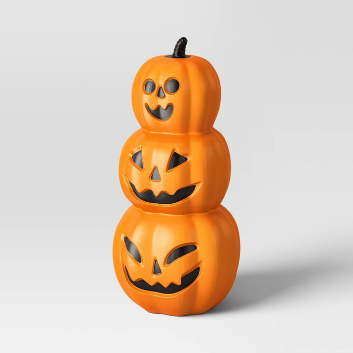 18" Stacked Pumpkins Blowmold Halloween Decorative Prop: Hyde & EEK! Boutique, Sheltered Outdoor Use, Includes AA Batteries