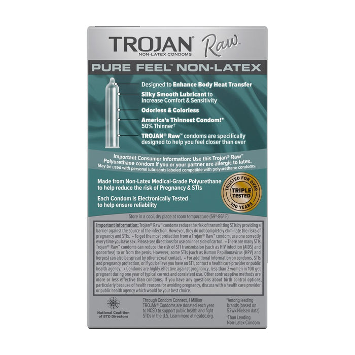 Trojan Raw Non-Latex Lubricated Condoms - 10ct