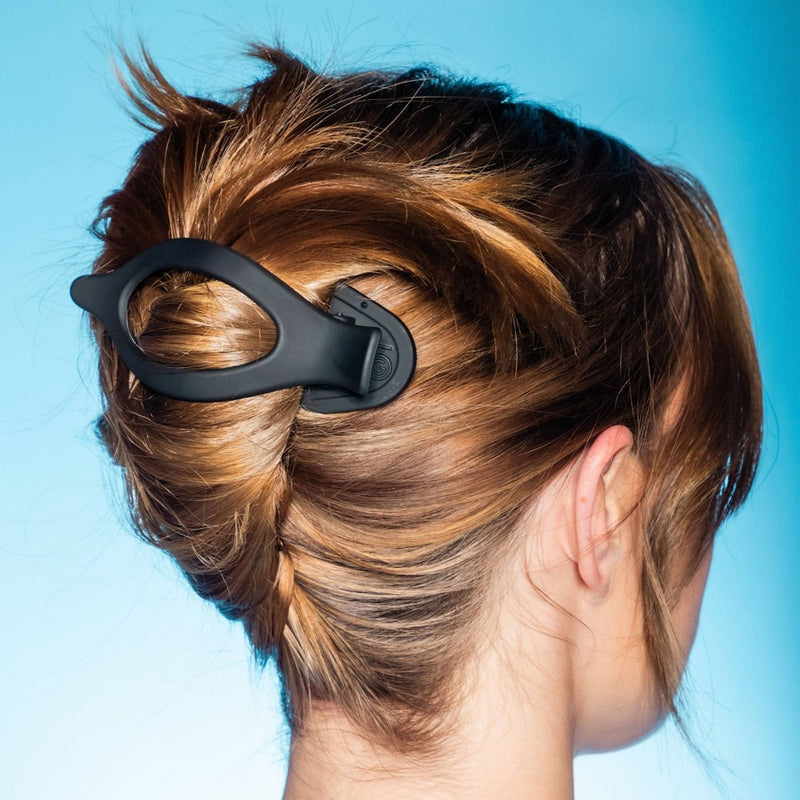 Gimme Beauty Medium Oval Lay-Flat Claw Clip - Black/Tortoise - 2pc
