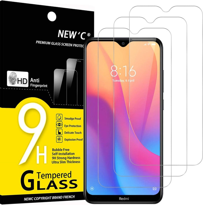NEW'c 3 Pack Designed For Xiaomi Redmi 8, Redmi 8A Screen Protector Tempered Glass, Case Friendly Anti Scratch Bubble Free Ultra Resistant