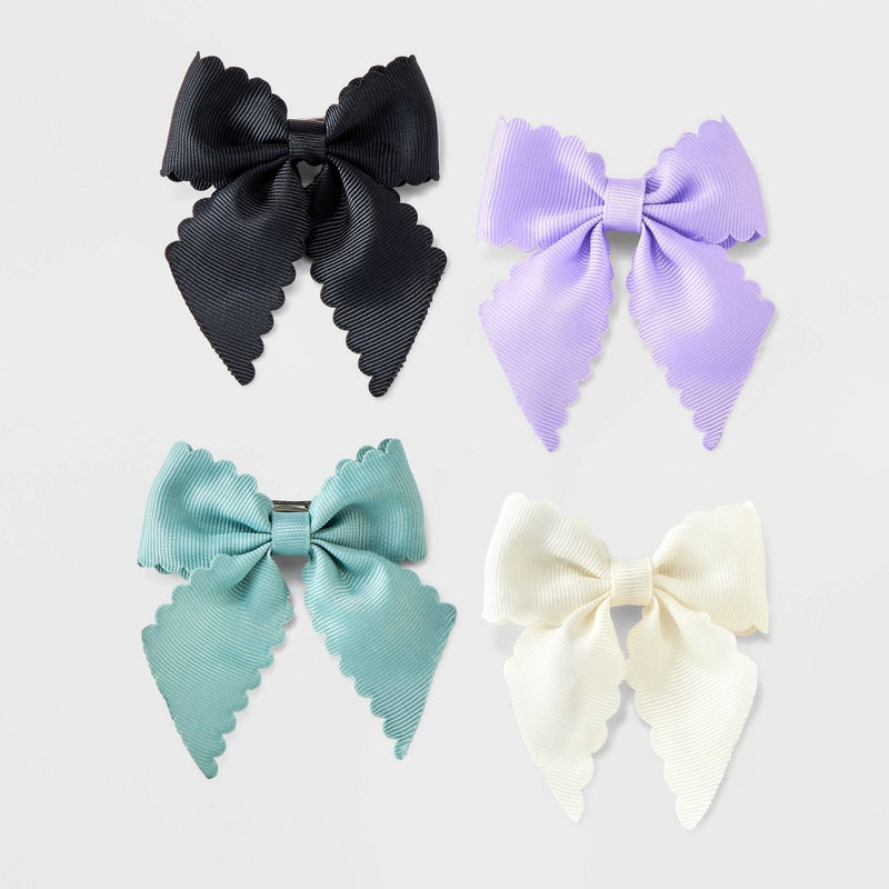 Girls' 4pk Scalloped Hair Bow Set - Cat & Jack