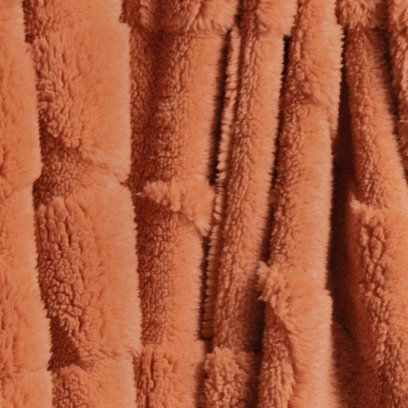 Geometric Jacquard Faux Shearling Throw Blanket Terracotta - Room Essentials