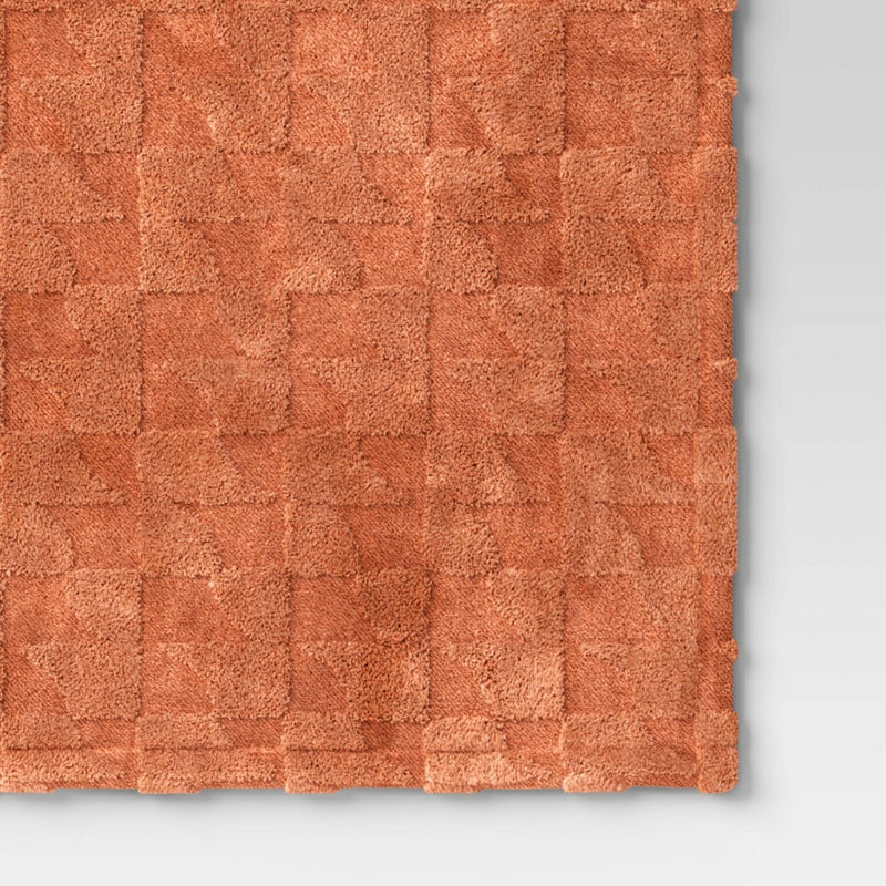 Geometric Jacquard Faux Shearling Throw Blanket Terracotta - Room Essentials