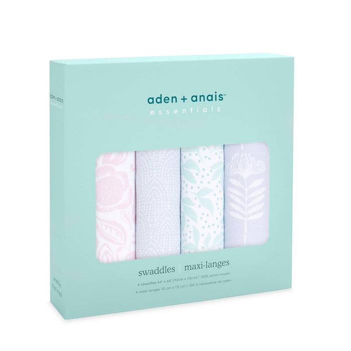 aden + anais essentials Swaddle Blankets - Damsel - Savoy - 4pk