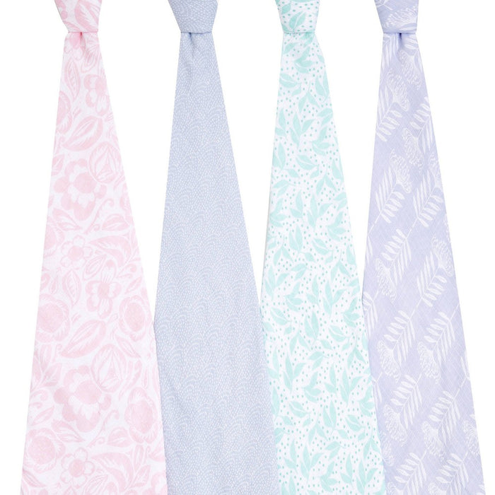 aden + anais essentials Swaddle Blankets - Damsel - Savoy - 4pk